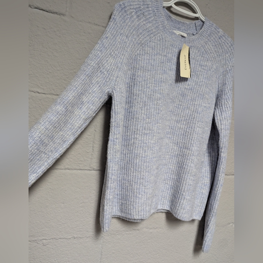 NWT Evereve Millie Shaker Pullover Sweater Light Blue Size L - Picture 4 of 10